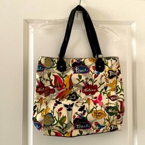 Sakroots Tote Shoulder Bag and Purse in Peace Pattern